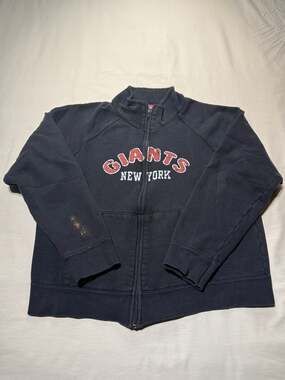 Vintage New York Giants Full Zip Mock Neck Sweatshirt Black Size Medium